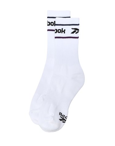 컬러 로고 크루 삭스 - 화이트:블랙