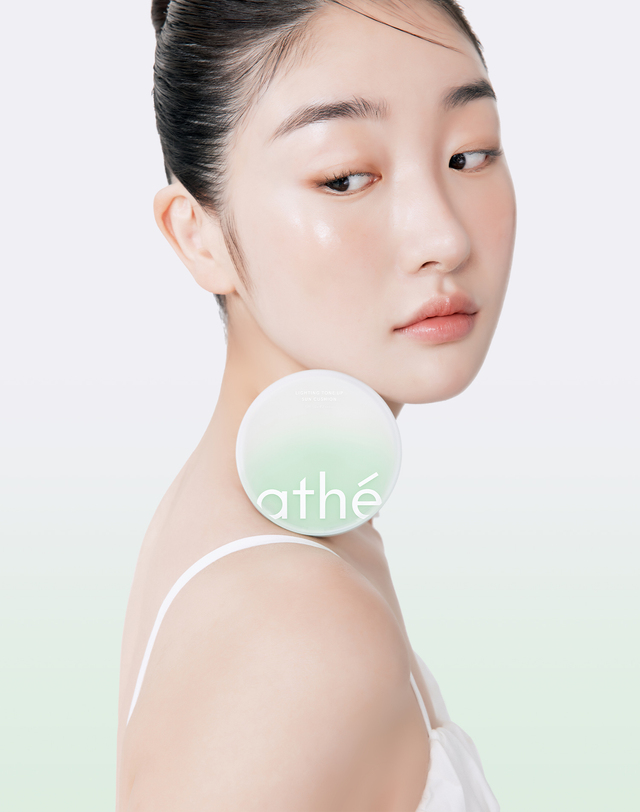 아떼뷰티 [홍조커버] 아뗴 톤업 선 쿠션_베지그린 밝은 초록 상세
