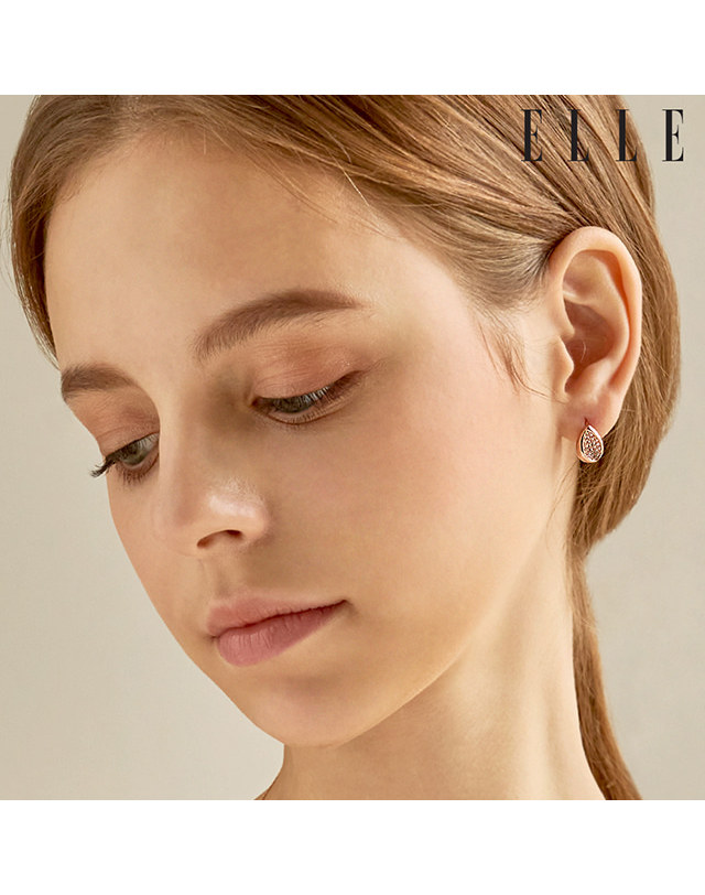 엘르 주얼리 14K 물방울 포인트 원터치 귀걸이 (gold pin) ELGPEE409 착용컷