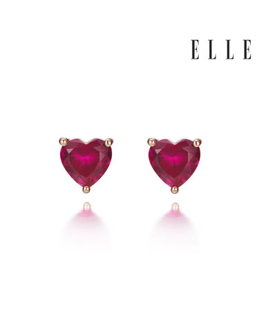 14K 루비 큐빅 하트 귀걸이 (gold filled) ELGPEE471
