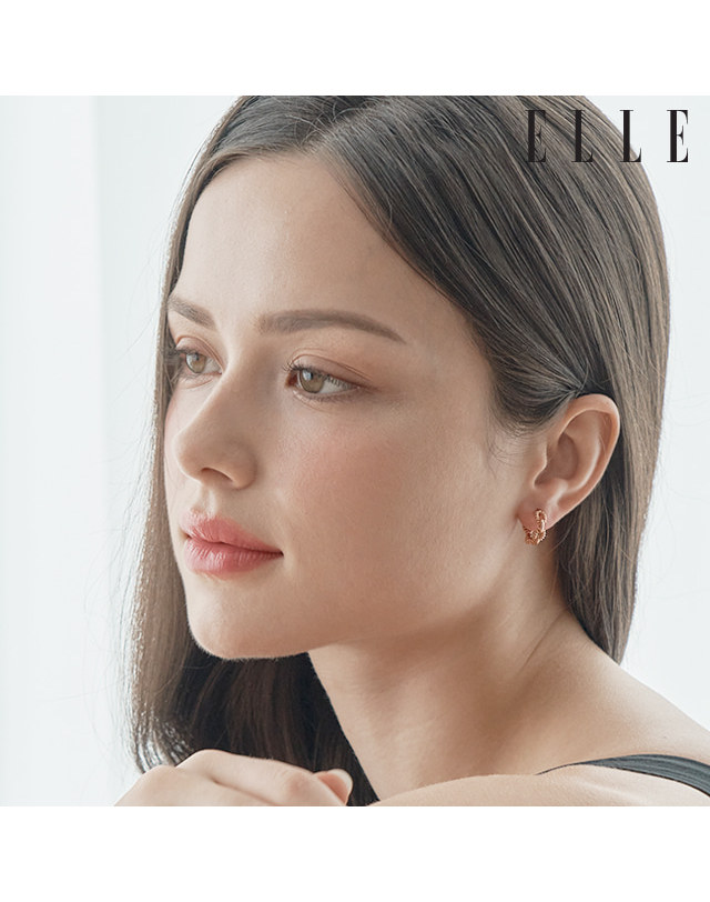 엘르 주얼리 14K 꼬임 클립 원터치 귀걸이 (gold pin) ELGPEE494 착용컷