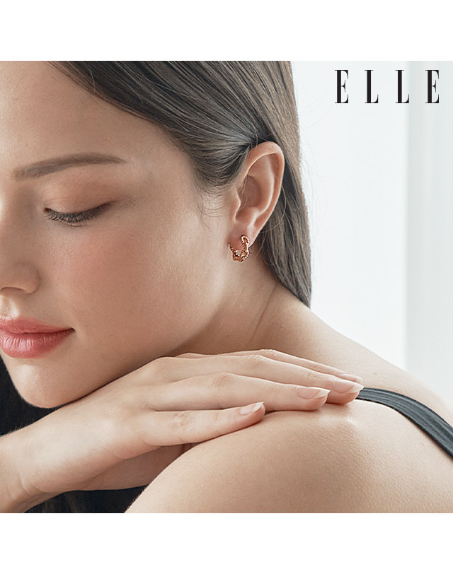 엘르 주얼리 14K 꼬임 클립 원터치 귀걸이 (gold pin) ELGPEE494 착용컷