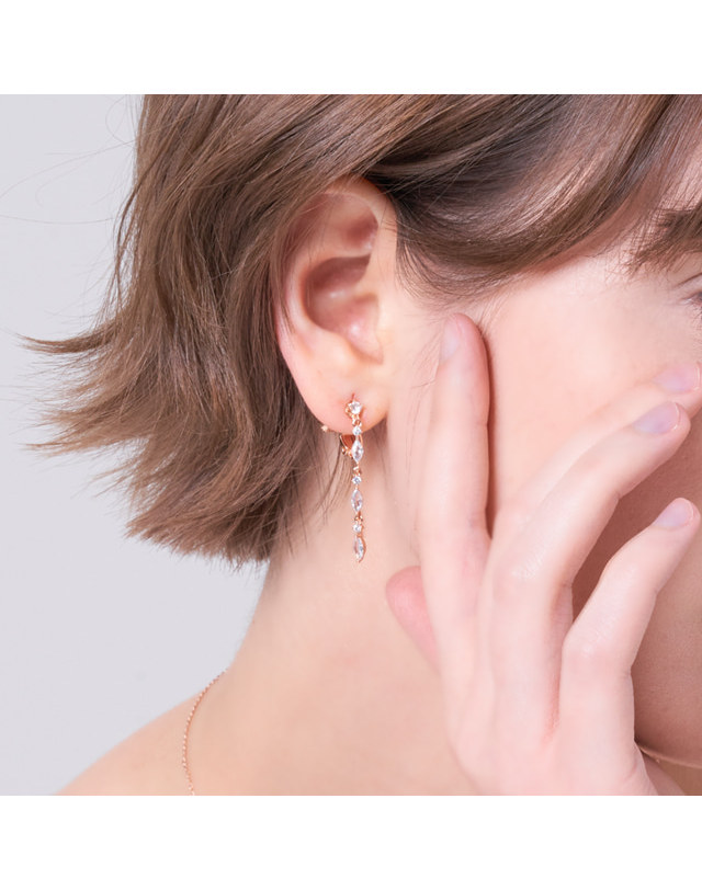 엘르 주얼리 베이직 스톤 드롭리 귀찌 귀걸이 ELSPEE505 착용컷