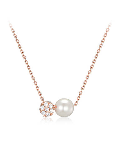 플라워 앤 진주 팬던트 체인 목걸이 ELBRNN250 (14K Gold Plated)