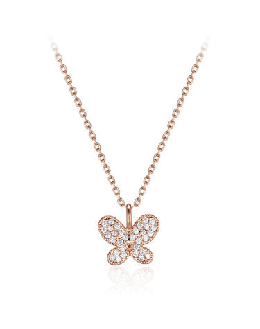 파베 셋팅 나비 팬던트 목걸이 ELBRNN249 (14K Gold Plated)
