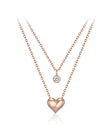 두줄 레이어드 하트 목걸이 ELBRNN247 (14K Gold Plated)