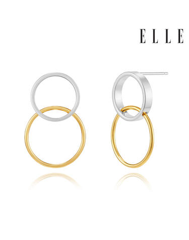 Urban 14K GF 더블링 콤비 귀걸이 ELGPEE457