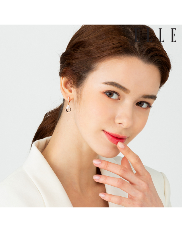 엘르 주얼리 14K 드롭 원터치귀걸이 (gold pin) ELGPEE191 착용컷