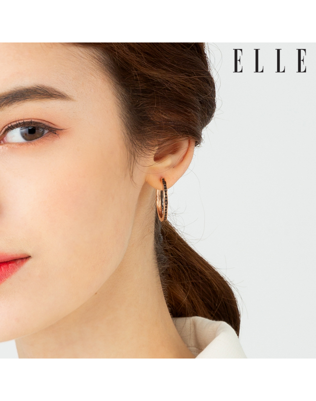 엘르 주얼리 14K 블랙 원터치 귀걸이 (gold pin) ELGPEE296 착용컷