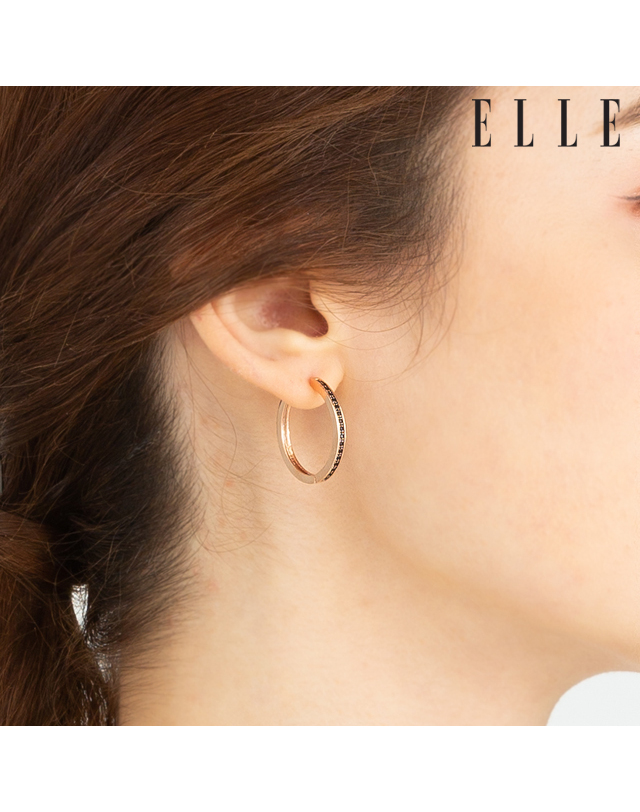 엘르 주얼리 14K 블랙 원터치 귀걸이 (gold pin) ELGPEE296 착용컷