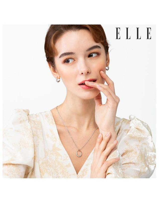 엘르 주얼리 14K 엘립스 블링 귀걸이 (gold pin) ELGPEE360 착용컷