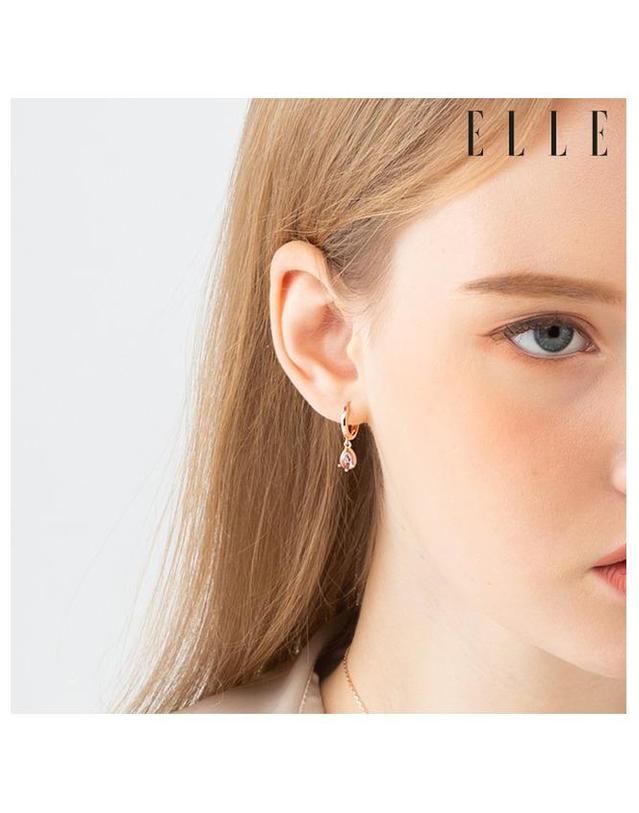 엘르 주얼리 14K 알렉산드라이트 물방울 원터치 귀걸이 (gold pin) ELGPEE374 착용컷