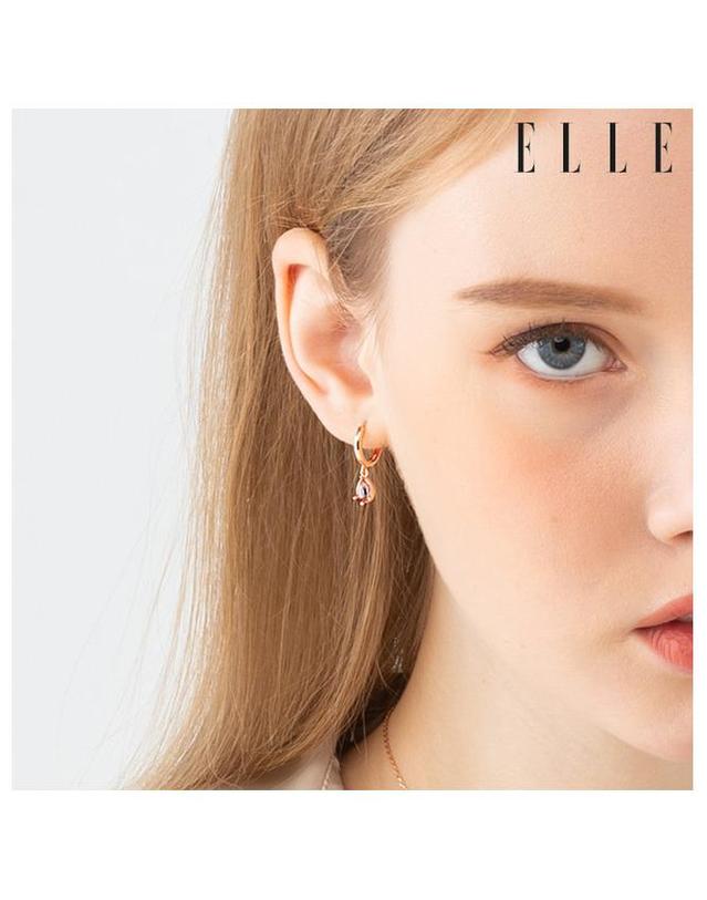 엘르 주얼리 14K 알렉산드라이트 물방울 원터치 귀걸이 (gold pin) ELGPEE374 착용컷