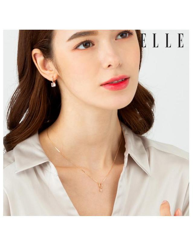엘르 주얼리 18K 드롭 큐빅 목걸이 EL18NN010 착용컷