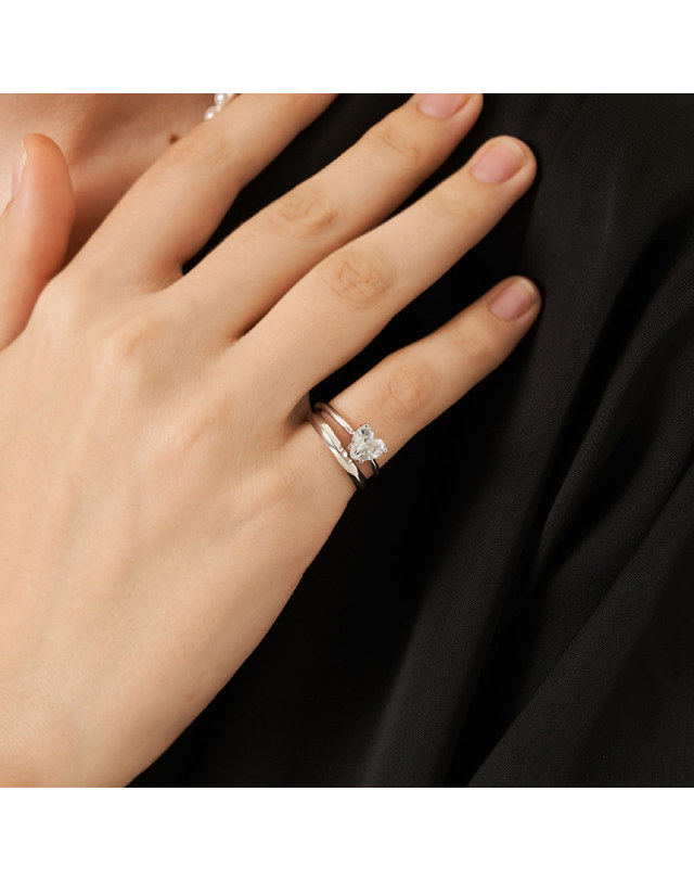 가이거 주얼리 14K GOLDPLATED 파인 하트 레이어드 반지 2종 세트 GIBRWR005 착용컷