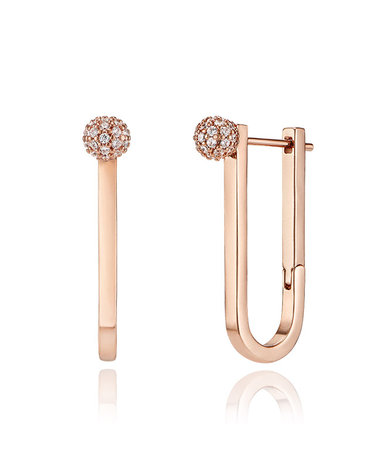 14K 큐빅볼 U라인 귀걸이 (gold pin) C24EGP204