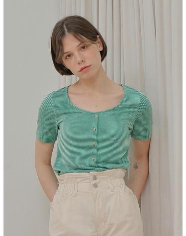 CHECK BUTTON T-SHIRT_GREEN