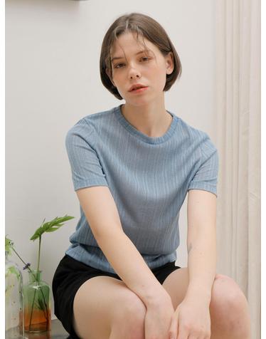 SEE-THROUGH ROUND T-SHIRT_BLUE