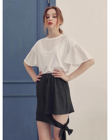 TIED MINI JERSEY SKIRT_BLACK