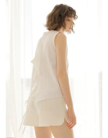 BACK FLARE SLEEVELESS T-SHIRT_WHITE