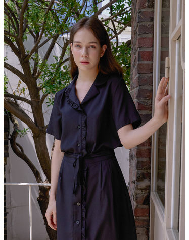 프릴 파자마 셔츠 블랙 [T42]