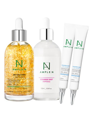 [1+1+증정]금빛보습최강전 24K골드샷 대용량 앰플 100ml+세라마이드샷 대용량 앰플 100ml[증정:히알루론샷 아이크림2개]