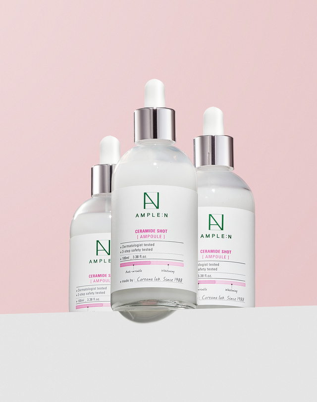 앰플엔 [주름개선/미백] 세라마이드샷 대용량 고보습 앰플 100ml + 마스크팩2매 착용컷