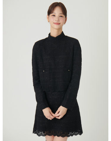 레이스 숏 기장 블라우스 O244T202