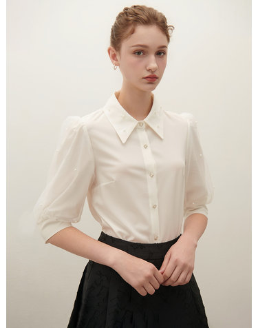 진주 포인트 퍼프 블라우스 S253B253