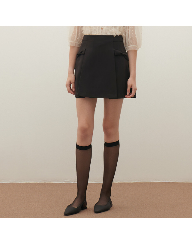 샤틴 사선 리본 미니스커트 S253B352 착용컷