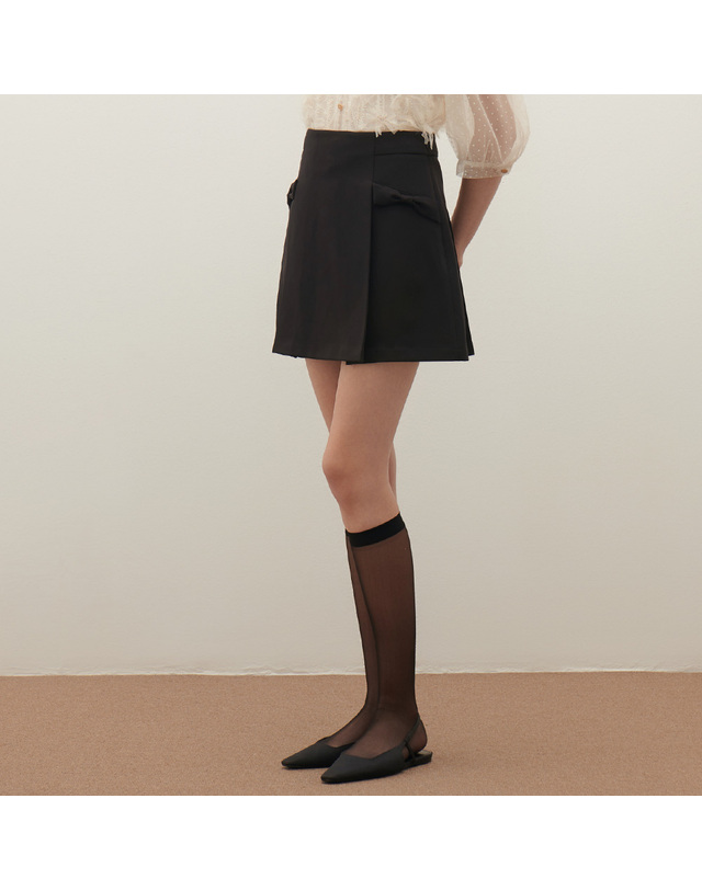 샤틴 사선 리본 미니스커트 S253B352 착용컷