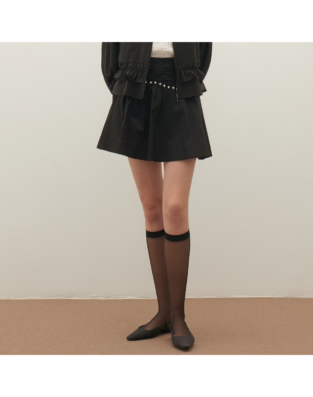 샤틴 진주장식 플레어 미니스커트 S253B351 착용컷