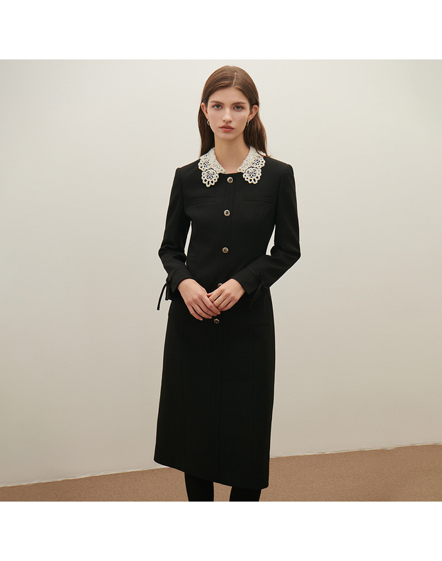 샤틴 레이스 카라 H라인 원피스 S254B608 착용컷