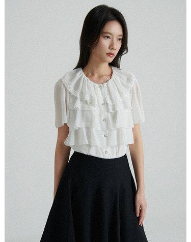 레이스 프릴 티어드 블라우스_2컬러 S262T256
