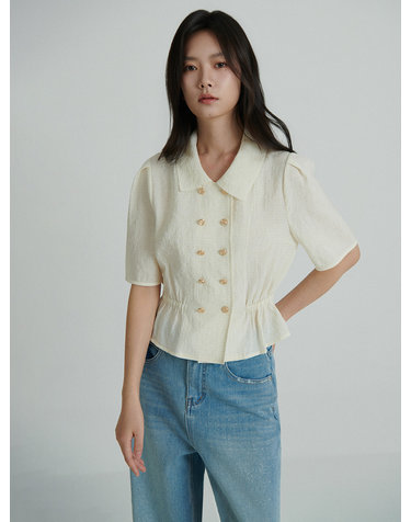 더블버튼 크롭 블라우스_2컬러 S262B262