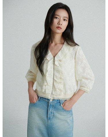 레이스 프릴 집업 자켓 S262M153