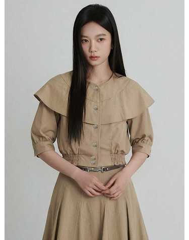 빅카라 케이프 크롭 밴딩 블라우스_2컬러 O263T202