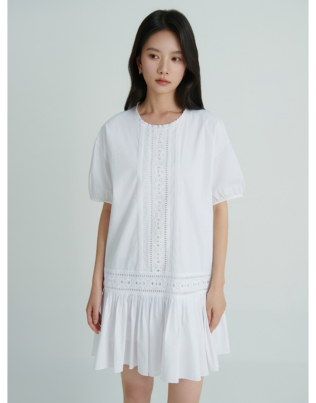 샤틴 퓨어 레이스 포인트 미니 원피스 O262T685 착용컷