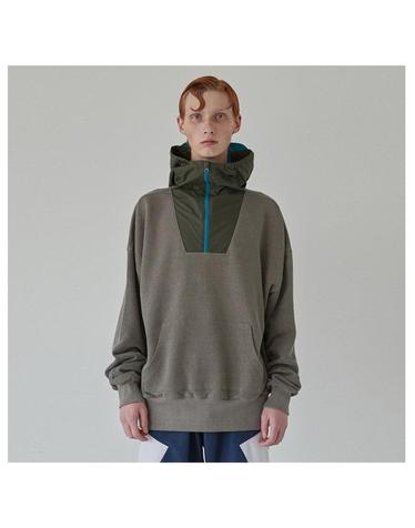 [YEO] Gray Pigment Woven Hoodie