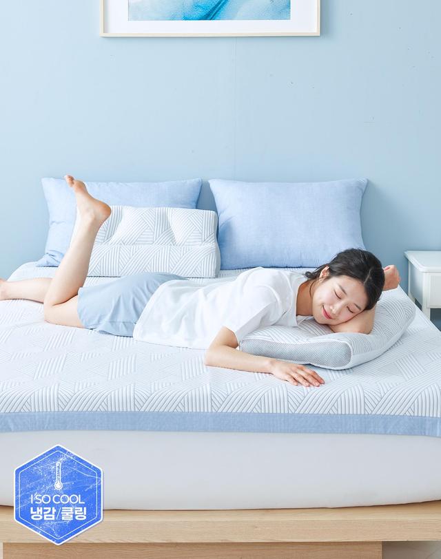 에어룸 에어룸 수면냉감 머리까지 시원한 경추형 냉감베개 메모리폼 베개 1개 착용컷