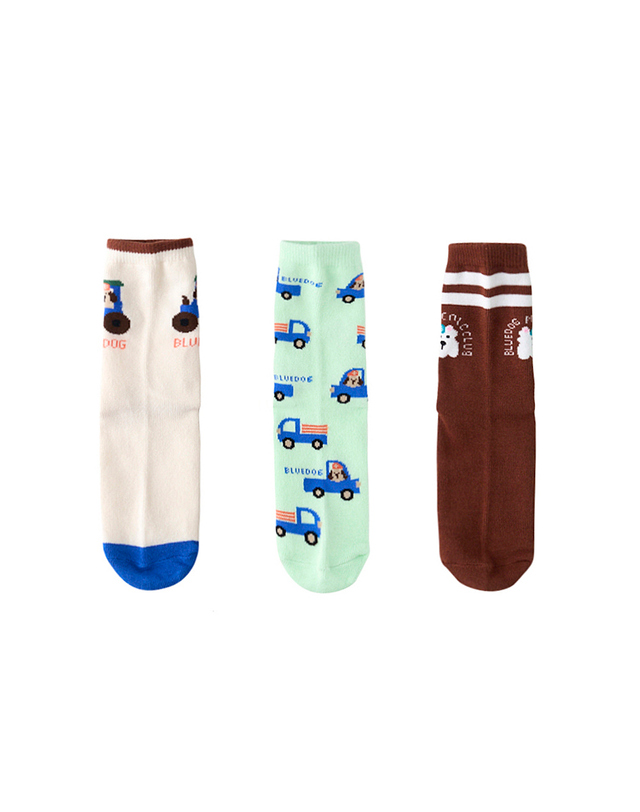 블루독 [블루독]자동차 3종 단말SET 양말세트 (26119-810-04) 착용컷