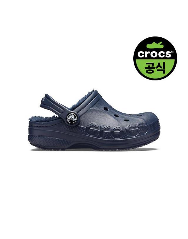크록스 본사 공식 키즈 바야 라인드 클로그 NAVY (26FKCL207500) 착용컷