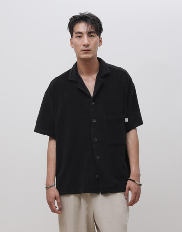 MRS301B 코튼 테리 숏 슬리브 메디테이션 셔츠 SUEDE BLACK
