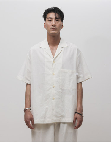 MRS301 린넨 숏 슬리브 메디테이션 셔츠  ORGANIC WHITE