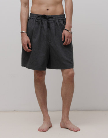 MRP301B 린넨 밴딩 메디테이션 숏 팬츠 STONE BLACK