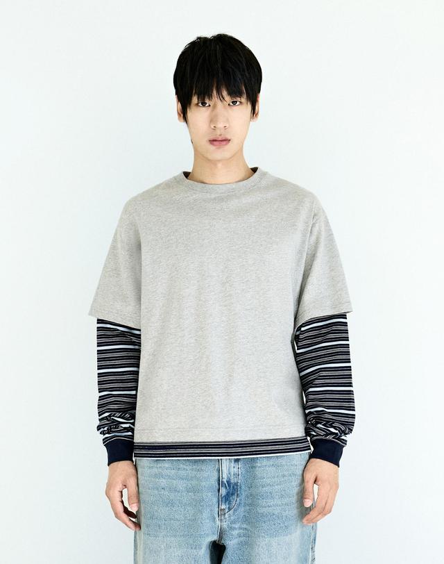 플루크 크롭 스트라이프 레이어드 티셔츠 FLT133 / 3Color 착용컷