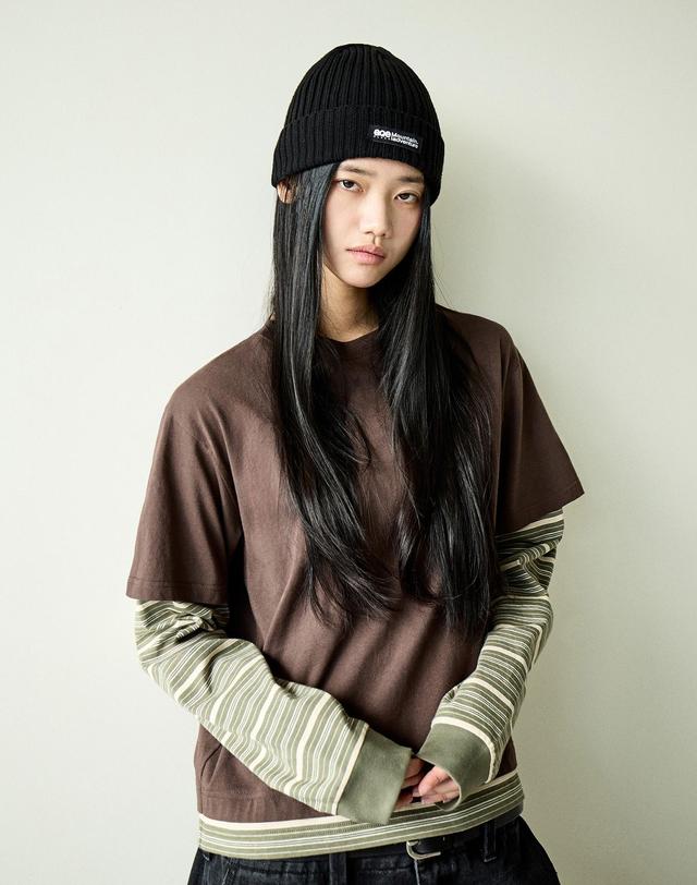 플루크 크롭 스트라이프 레이어드 티셔츠 FLT133 / 3ColorW 착용컷