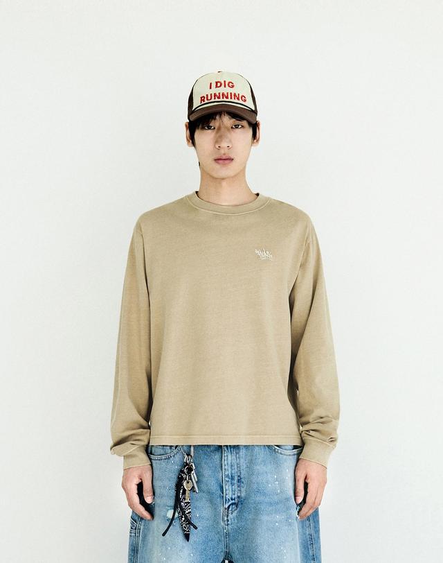 플루크 플루크 시그니처 로고 피그먼트 크롭 롱슬리브 FLT719 / 3Color 착용컷