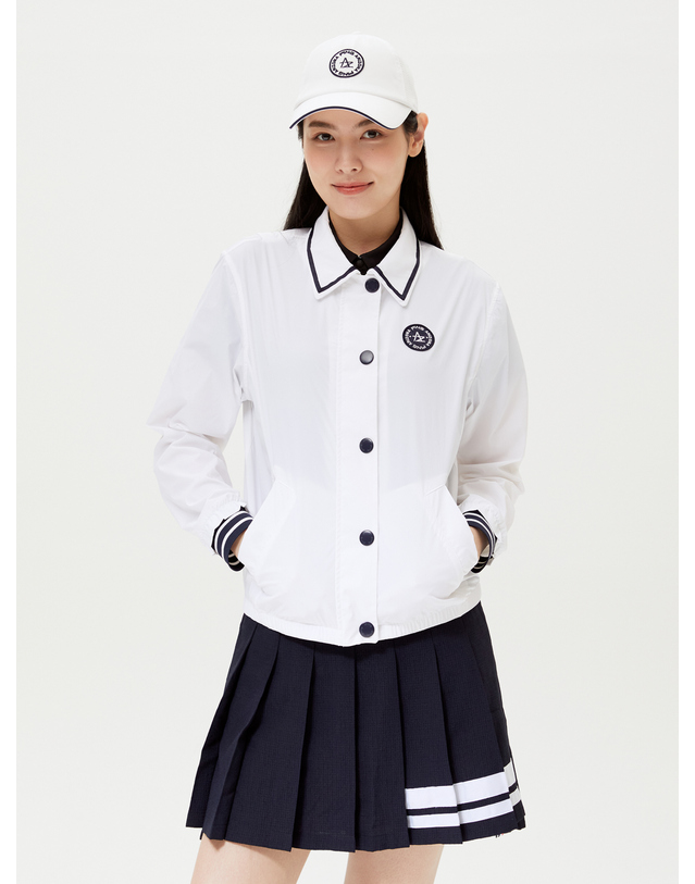 핑 여성 라인 포인트 카라 점퍼 착용컷