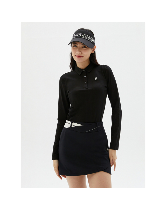 팬텀 여성 카라 물결 장식 긴팔 티셔츠 착용컷
